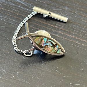 Abalone in Sterling Silver Fish Tie Pin